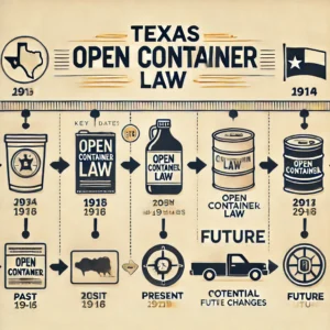  the history of the Texas open container law, with space at the end for potential future changes.